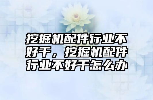 挖掘機配件行業(yè)不好干，挖掘機配件行業(yè)不好干怎么辦