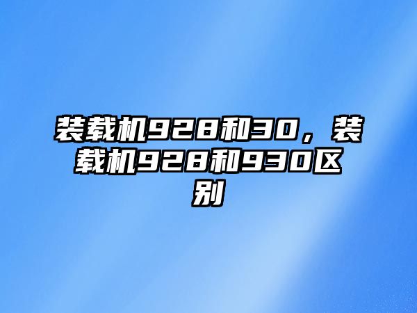 裝載機(jī)928和30，裝載機(jī)928和930區(qū)別