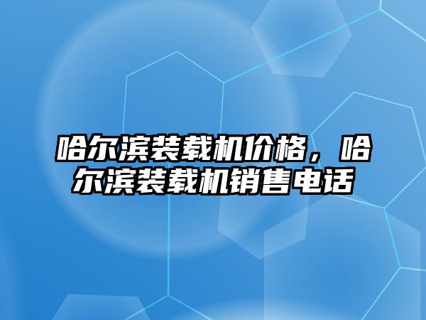 哈爾濱裝載機價格，哈爾濱裝載機銷售電話