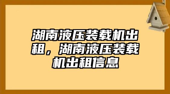 湖南液壓裝載機(jī)出租，湖南液壓裝載機(jī)出租信息