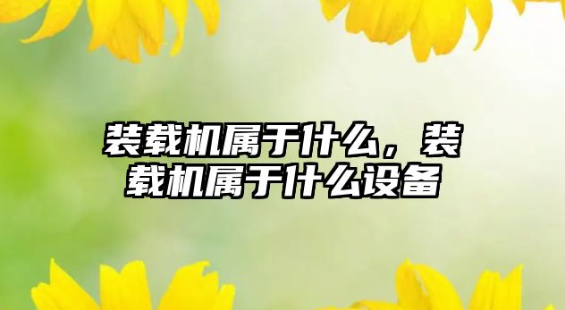 裝載機屬于什么，裝載機屬于什么設(shè)備