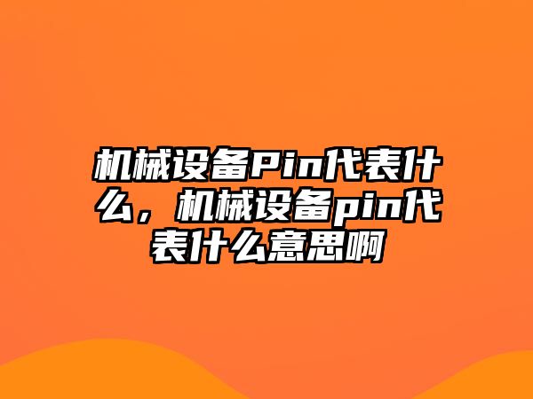 機械設(shè)備Pin代表什么，機械設(shè)備pin代表什么意思啊