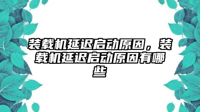 裝載機(jī)延遲啟動原因，裝載機(jī)延遲啟動原因有哪些