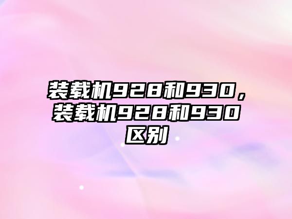 裝載機(jī)928和930，裝載機(jī)928和930區(qū)別