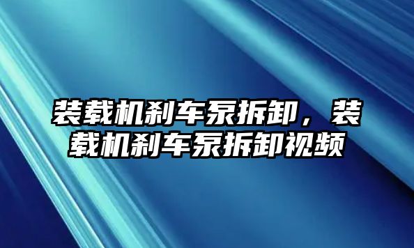 裝載機(jī)剎車(chē)泵拆卸，裝載機(jī)剎車(chē)泵拆卸視頻