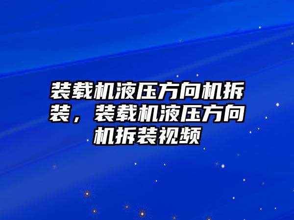 裝載機(jī)液壓方向機(jī)拆裝，裝載機(jī)液壓方向機(jī)拆裝視頻