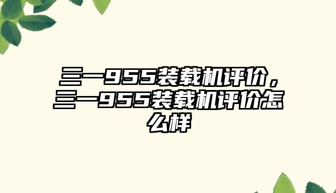 三一955裝載機(jī)評(píng)價(jià)，三一955裝載機(jī)評(píng)價(jià)怎么樣