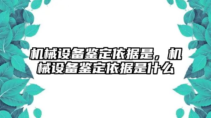 機械設備鑒定依據是，機械設備鑒定依據是什么