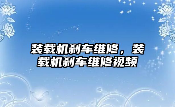 裝載機剎車維修，裝載機剎車維修視頻