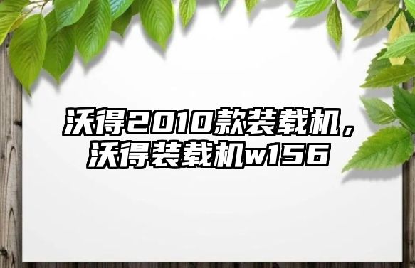 沃得2010款裝載機，沃得裝載機w156