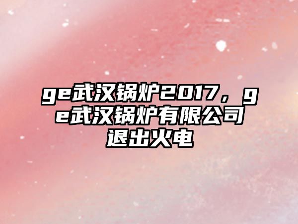 ge武漢鍋爐2017，ge武漢鍋爐有限公司退出火電