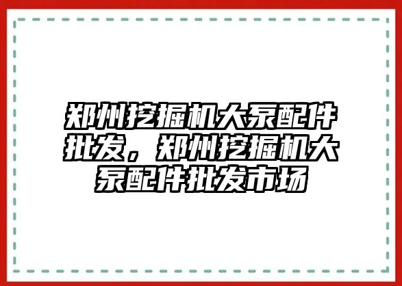 鄭州挖掘機大泵配件批發(fā)，鄭州挖掘機大泵配件批發(fā)市場