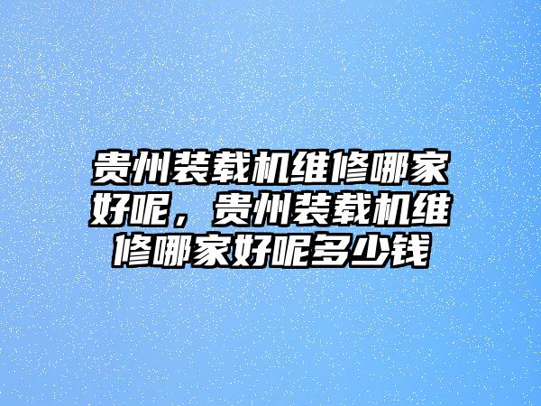 貴州裝載機維修哪家好呢，貴州裝載機維修哪家好呢多少錢