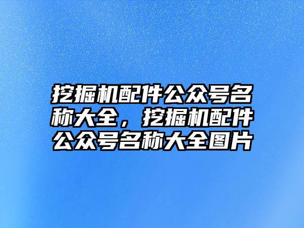 挖掘機(jī)配件公眾號(hào)名稱大全，挖掘機(jī)配件公眾號(hào)名稱大全圖片