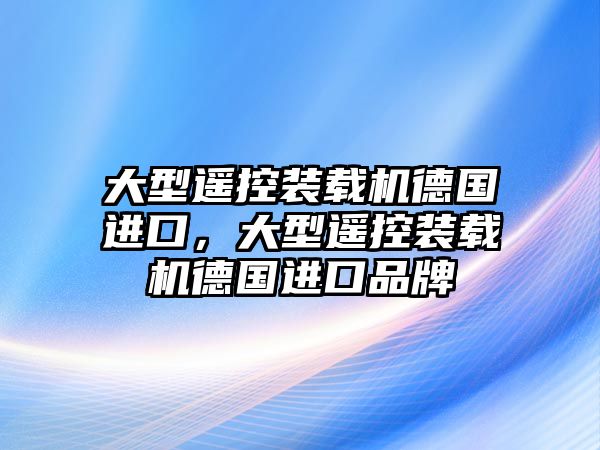 大型遙控裝載機德國進口，大型遙控裝載機德國進口品牌