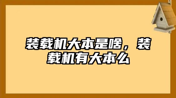 裝載機(jī)大本是啥，裝載機(jī)有大本么