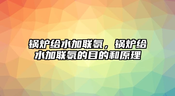 鍋爐給水加聯(lián)氨，鍋爐給水加聯(lián)氨的目的和原理