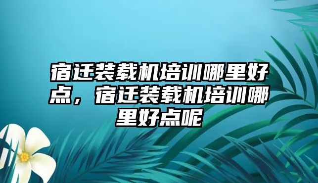 宿遷裝載機培訓(xùn)哪里好點，宿遷裝載機培訓(xùn)哪里好點呢