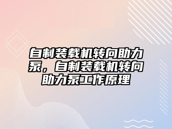 自制裝載機轉向助力泵，自制裝載機轉向助力泵工作原理