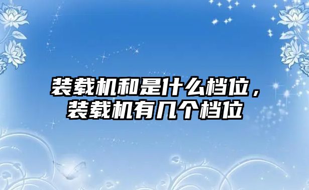 裝載機(jī)和是什么檔位，裝載機(jī)有幾個檔位