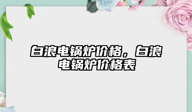 白浪電鍋爐價格，白浪電鍋爐價格表