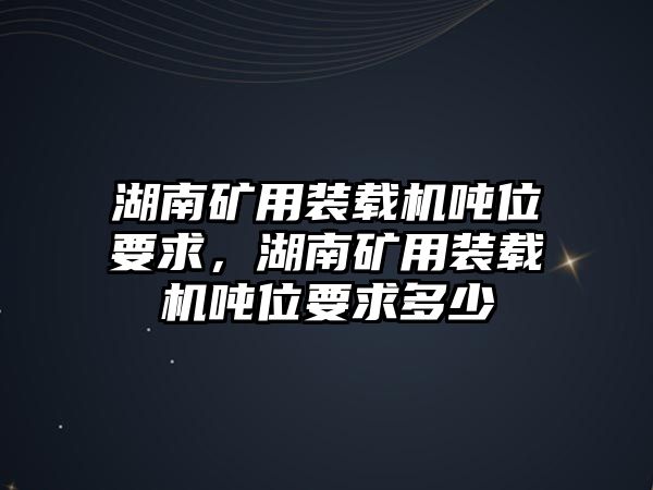 湖南礦用裝載機(jī)噸位要求，湖南礦用裝載機(jī)噸位要求多少