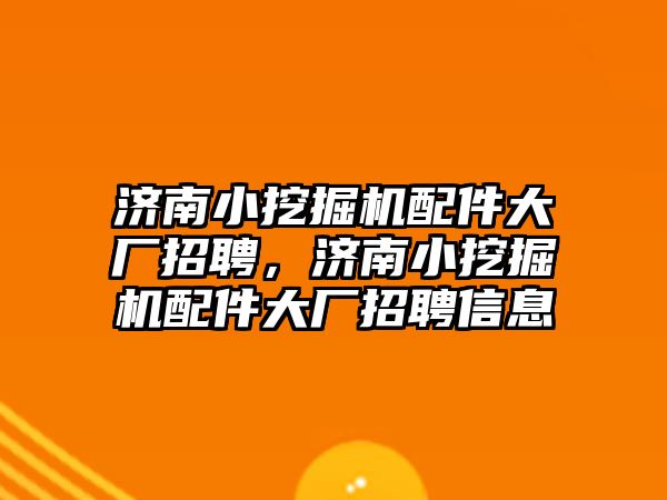 濟南小挖掘機配件大廠招聘，濟南小挖掘機配件大廠招聘信息