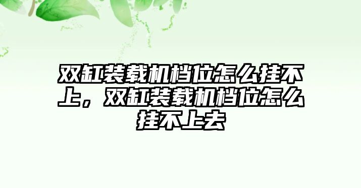 雙缸裝載機檔位怎么掛不上，雙缸裝載機檔位怎么掛不上去