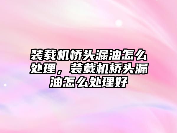 裝載機(jī)橋頭漏油怎么處理，裝載機(jī)橋頭漏油怎么處理好