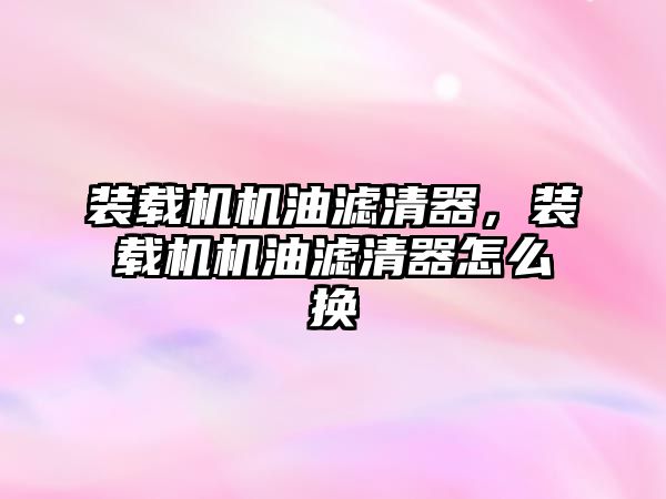 裝載機機油濾清器，裝載機機油濾清器怎么換