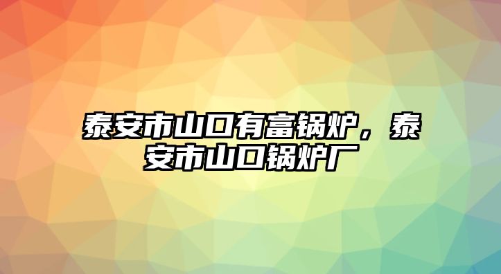 泰安市山口有富鍋爐，泰安市山口鍋爐廠