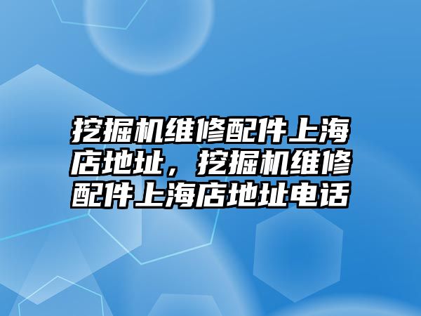 挖掘機(jī)維修配件上海店地址，挖掘機(jī)維修配件上海店地址電話