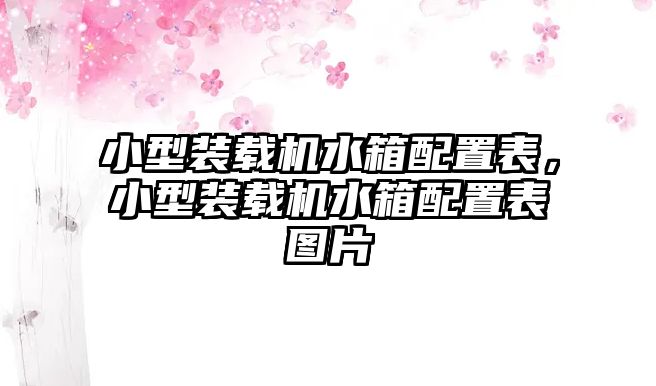 小型裝載機(jī)水箱配置表，小型裝載機(jī)水箱配置表圖片