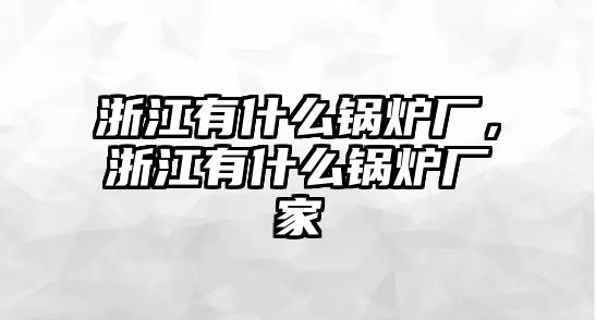 浙江有什么鍋爐廠，浙江有什么鍋爐廠家