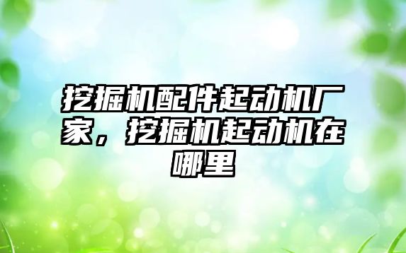 挖掘機配件起動機廠家，挖掘機起動機在哪里