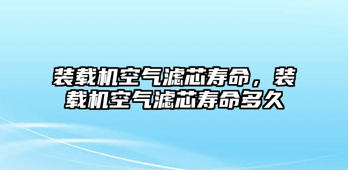 裝載機空氣濾芯壽命，裝載機空氣濾芯壽命多久