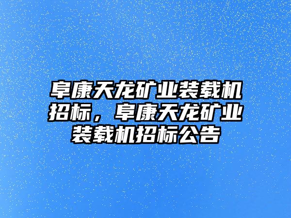 阜康天龍礦業(yè)裝載機(jī)招標(biāo)，阜康天龍礦業(yè)裝載機(jī)招標(biāo)公告