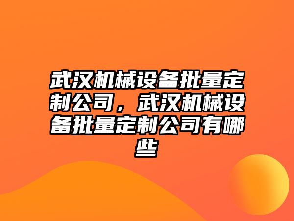 武漢機械設(shè)備批量定制公司，武漢機械設(shè)備批量定制公司有哪些