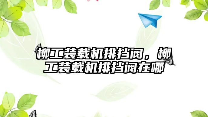 柳工裝載機(jī)排擋閥，柳工裝載機(jī)排擋閥在哪