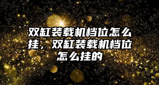 雙缸裝載機檔位怎么掛，雙缸裝載機檔位怎么掛的