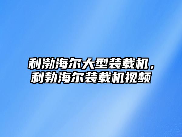 利渤海爾大型裝載機，利勃海爾裝載機視頻