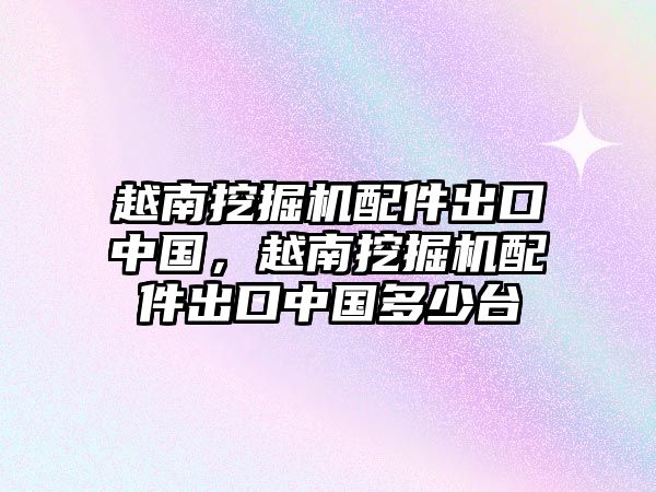 越南挖掘機(jī)配件出口中國，越南挖掘機(jī)配件出口中國多少臺