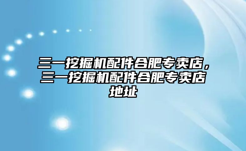 三一挖掘機(jī)配件合肥專賣店，三一挖掘機(jī)配件合肥專賣店地址