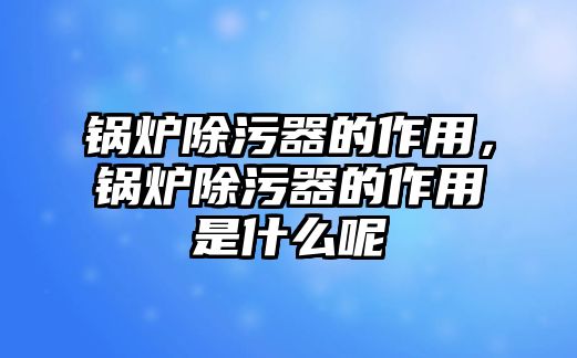 鍋爐除污器的作用，鍋爐除污器的作用是什么呢