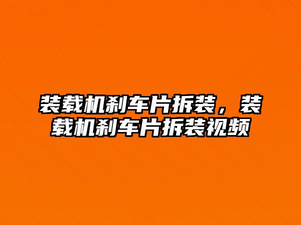 裝載機(jī)剎車片拆裝，裝載機(jī)剎車片拆裝視頻