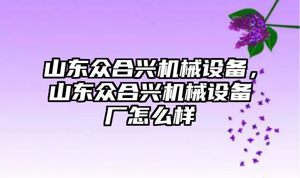 山東眾合興機(jī)械設(shè)備，山東眾合興機(jī)械設(shè)備廠怎么樣