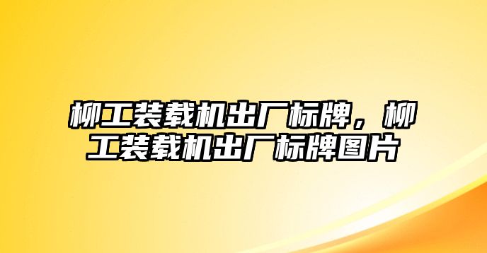 柳工裝載機出廠標牌，柳工裝載機出廠標牌圖片