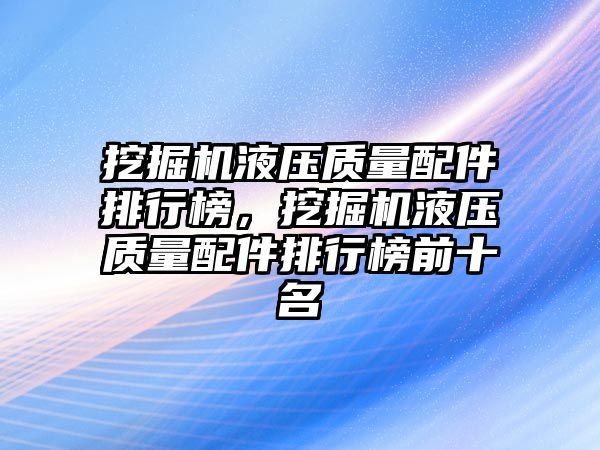 挖掘機液壓質(zhì)量配件排行榜，挖掘機液壓質(zhì)量配件排行榜前十名