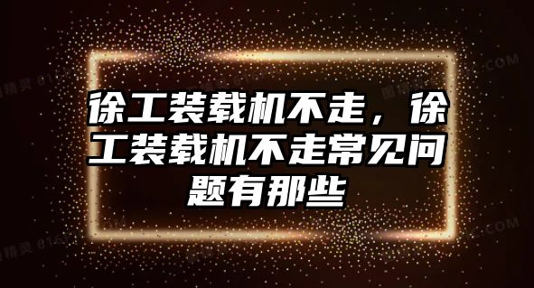 徐工裝載機(jī)不走，徐工裝載機(jī)不走常見(jiàn)問(wèn)題有那些