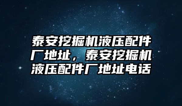 泰安挖掘機(jī)液壓配件廠地址，泰安挖掘機(jī)液壓配件廠地址電話